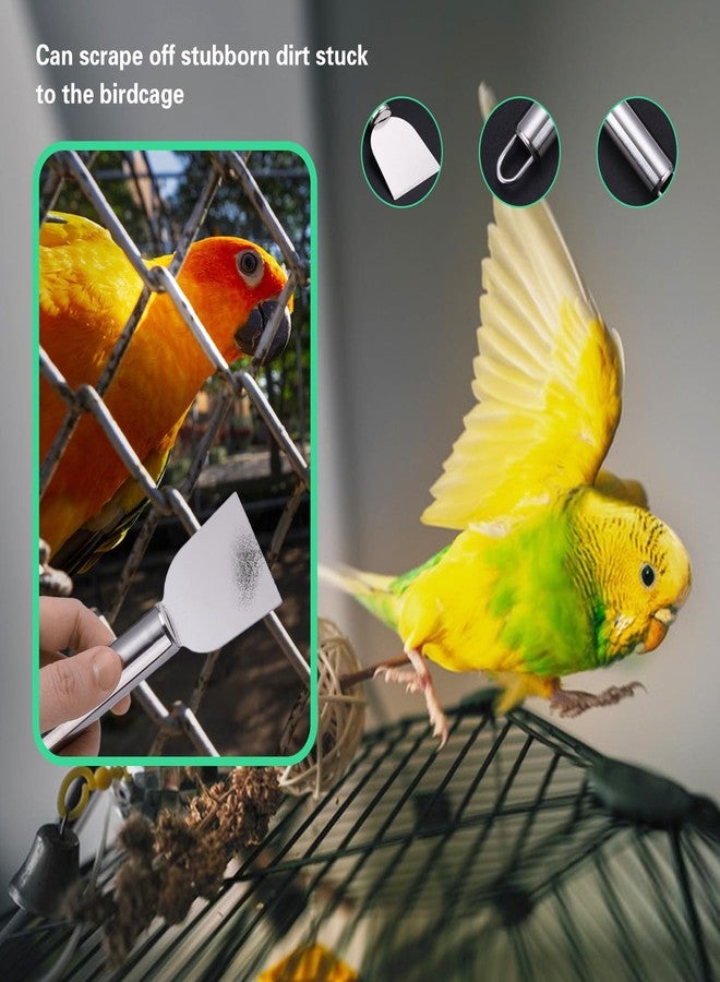 DINTSTYLE 7-Piece Set Bird Cage Cleaner,Small Animal cage Cleaning Tool Wooden and Stainless Steel Cleaning Brush Long Handle Cleaning Brush Spatula Bird Cleaning Bird Drops Multipurpose Cleaning - Image 4